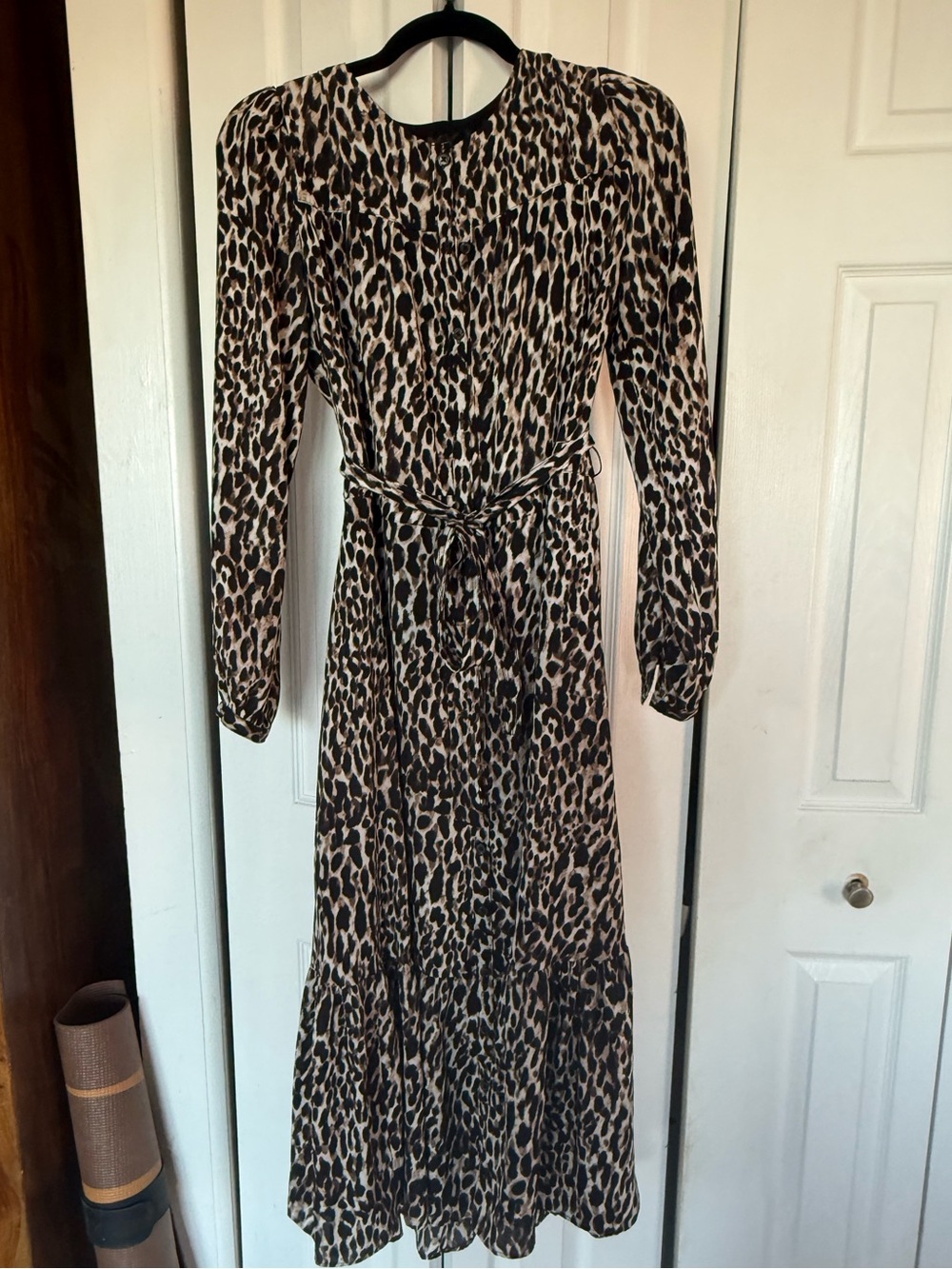 Banana Republic Leopard Print Long Sleeve Maxi Dress